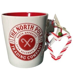 The Mistletoe Company Santa North Pole Trading Company Mug Red Inside NWT